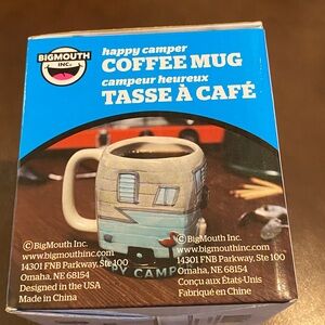 New in box NWT Happy Camper, coffee mug, ceramic, 16 fl oz, perfect condition